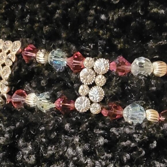 Handmade Swarovski Crystal 2 Strand Dog Necklace Fits Neck Size 10" - 12" - Picture 6 of 7